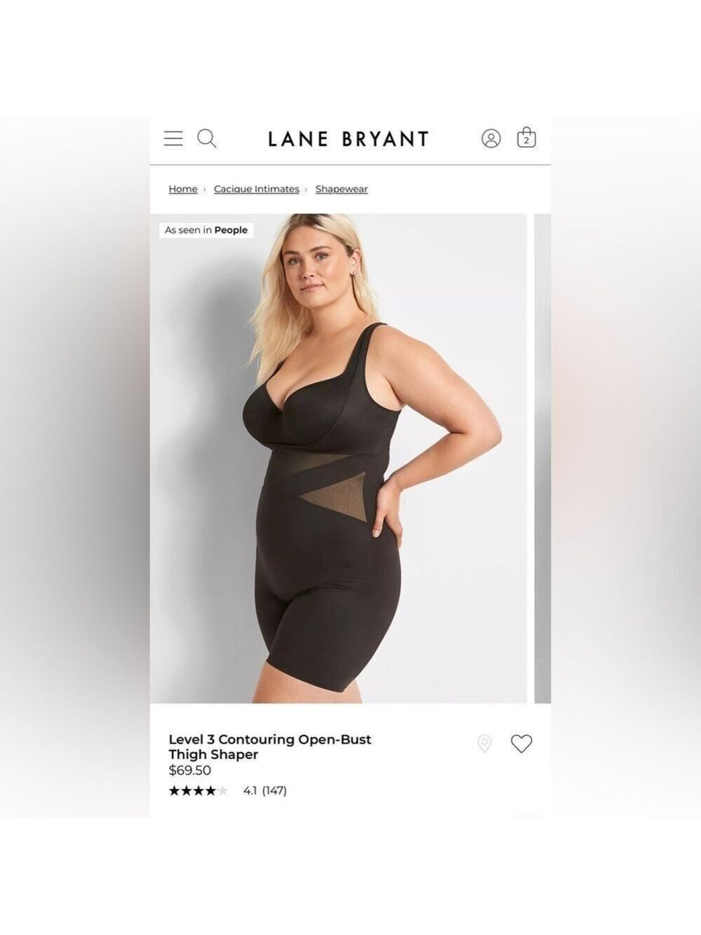 Lane Bryant Black Level 3 Full Body Contouring Thigh Shaper Shapewear New